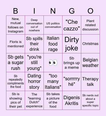Birthday gathering Bingo Card