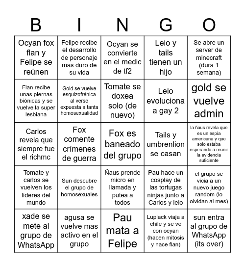 2025 grupo gay Bingo Card