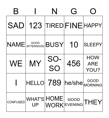 ASL BINGO Card