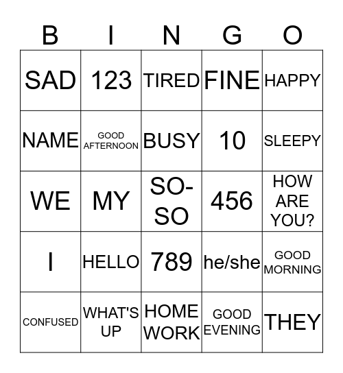 ASL BINGO Card