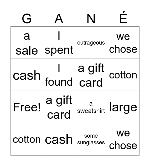 ¡Gané! Bingo Card