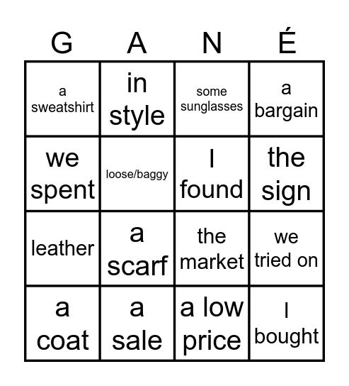 ¡Gané! Bingo Card