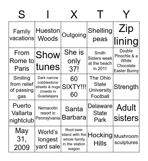 Souvenir of sixty years! Bingo Card