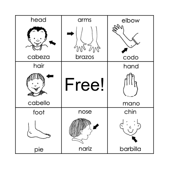 Mi Cuerpo / My Body Bingo Card