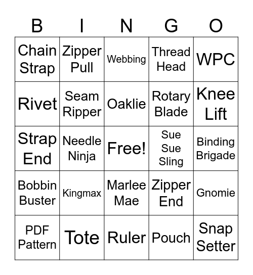 SiahSwag Bagmaking Bingo Card