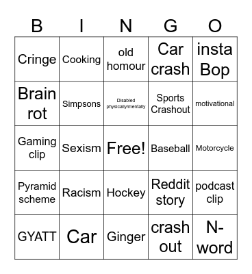 Instagram reel nga Bingo Card
