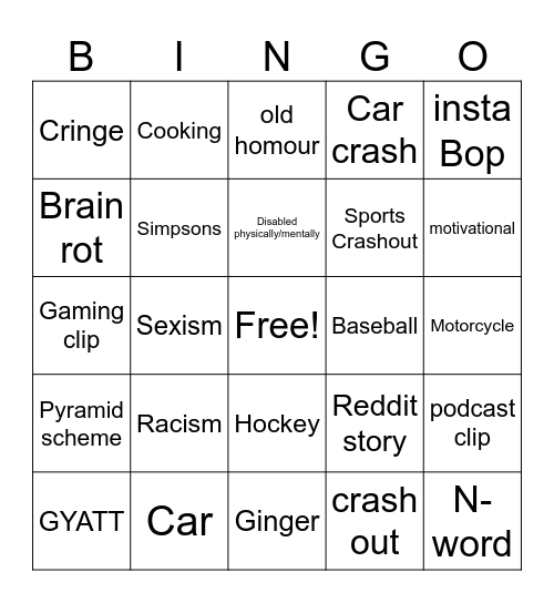 Instagram reel nga Bingo Card