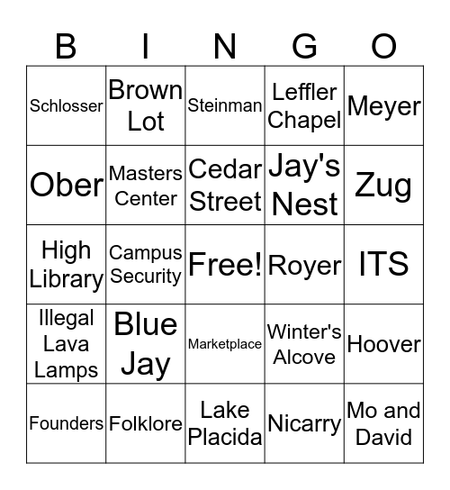 Etown Bingo Card