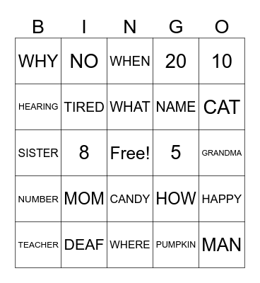 ASL Review Bingo Card