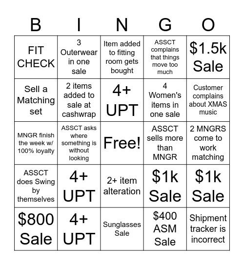 TM MANAGER BINGO Card