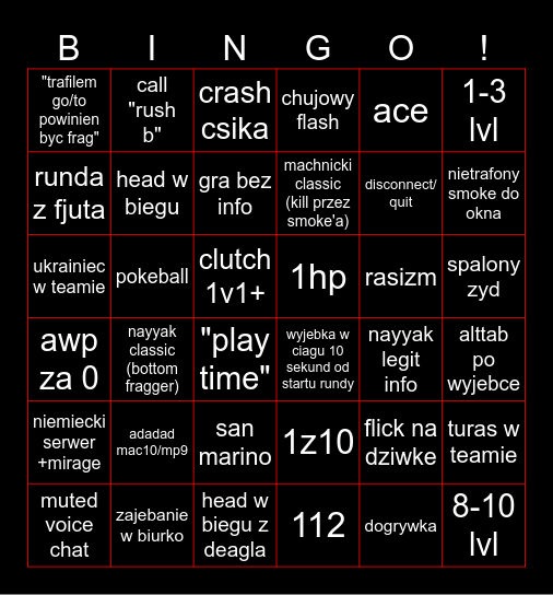 cs ze sznukiem Bingo Card