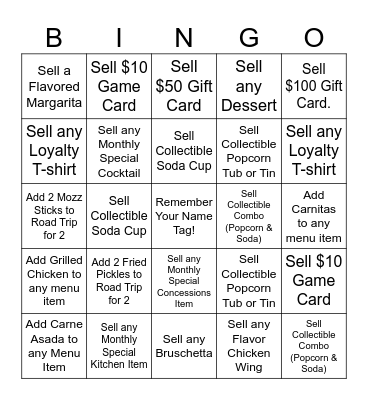 Server Bingo Card