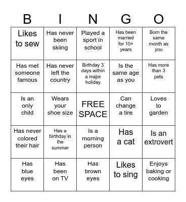 Birthday Blackout! Bingo Card