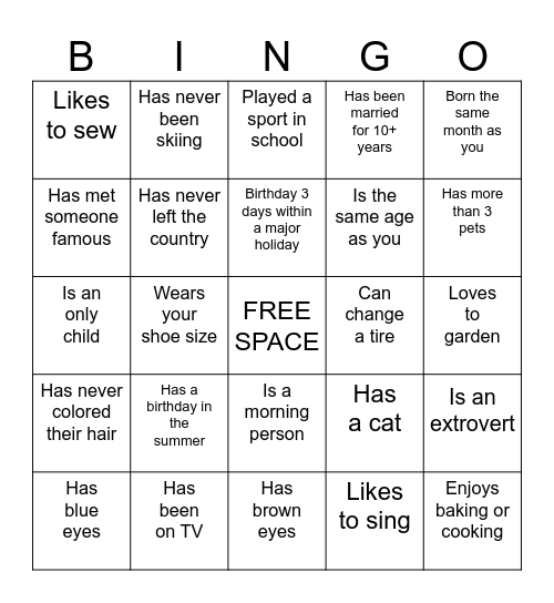 Birthday Blackout! Bingo Card