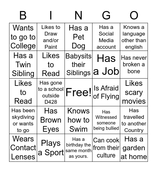 Let's Get to Know Each Other :) Bingo Card