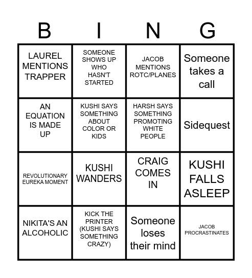 MAE BINGO Card