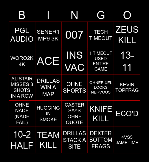 IF BINGO = KNIFE GIVEAWAY Bingo Card