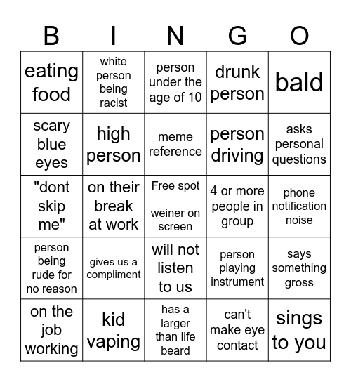 ome tv bingo Card