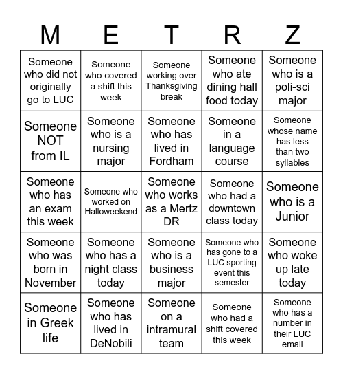 Mertz DR "BINGO" Bingo Card