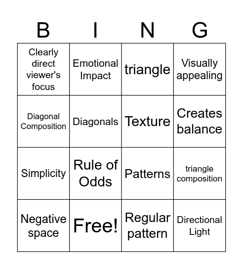 COMPOSITION TECHNIQUES Bingo Card