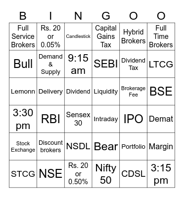 Lemonn Activity Bingo Card
