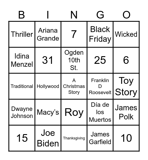 November MSR Meeting Bingo Card