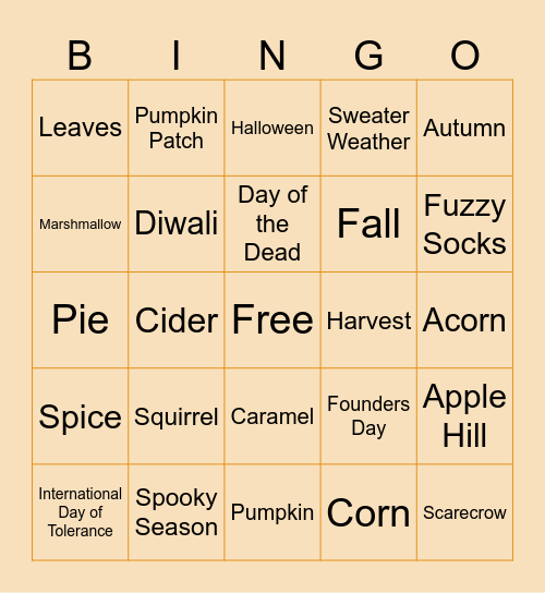 FALL FOUNDERS' DAY BINGO Card