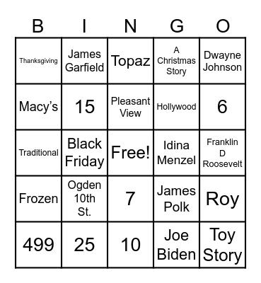 November MSR Meeting Bingo Card