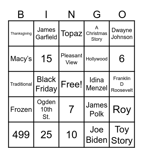 November MSR Meeting Bingo Card