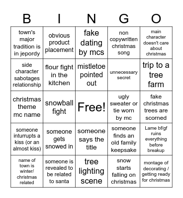 Jones Hallmark Bingo Card