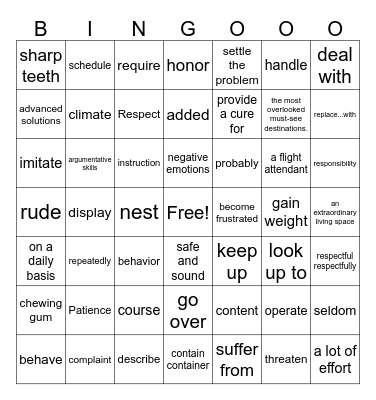 第十一周  必会题 Bingo Card