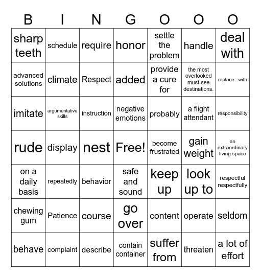 第十一周  必会题 Bingo Card