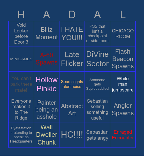 Hadal Blacksite Bingo Card