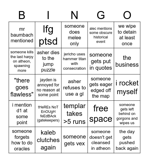 vog pain Bingo Card