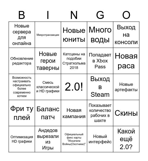 Warcraft III Reforged в Direct Bingo Card