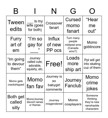 Momo Journey Release Bingo Card