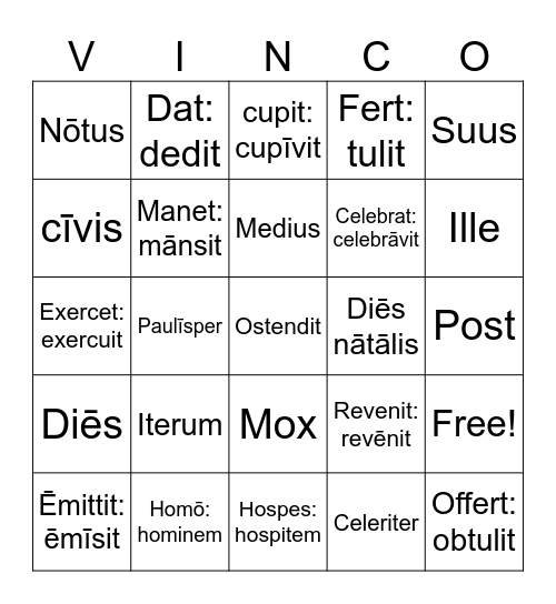 Stage 9 Bingo Card