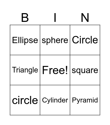 Shapes Bingo Card