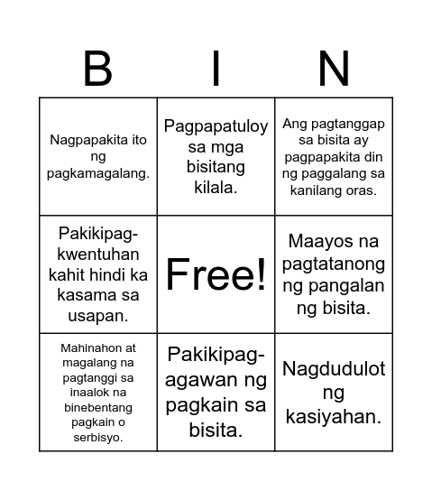 Human Bingo Card