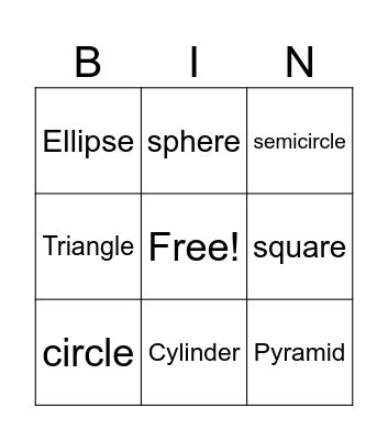 Shapes Bingo Card