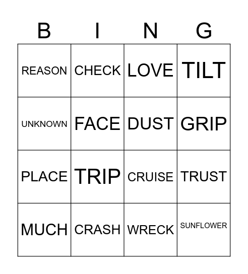 SUNFLOWER BINGO Card