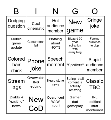 Blizzard 30 years Bingo Card