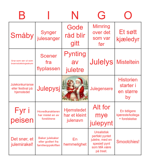 Julefilmer 2024 Bingo Card