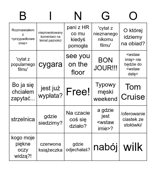 That's what Gragorz said Bingo Card