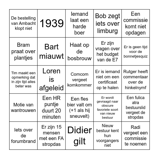 ALV Bingo Card