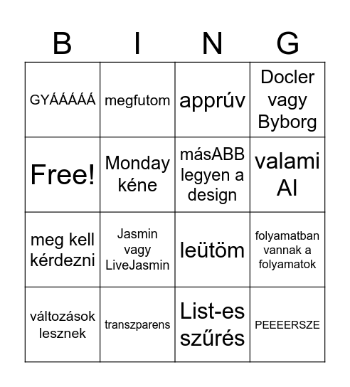 státusz Bingo Card