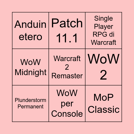 WoW Direct Bingo Card