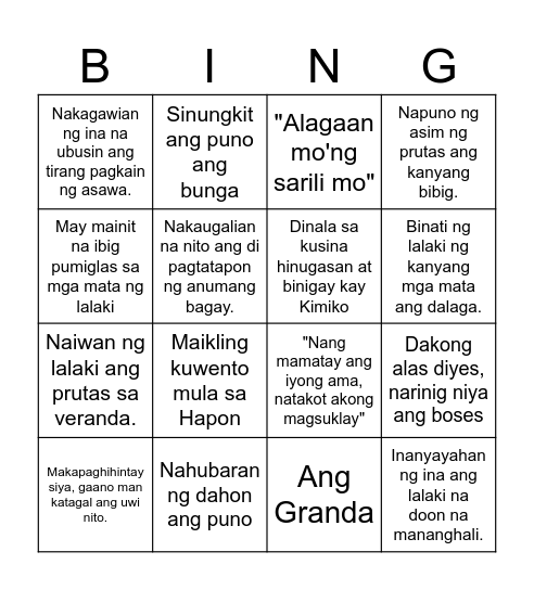 HANAPIN MO AKO! Bingo Card