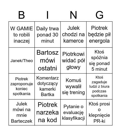 Samsung Bingo Card