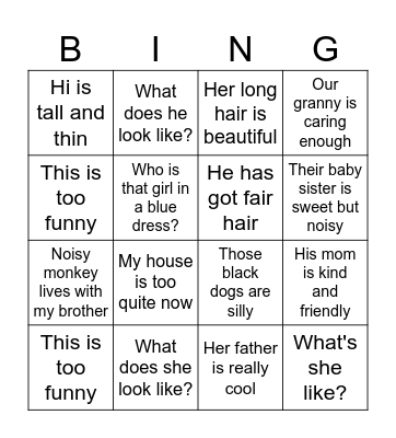 Character Bingo Card